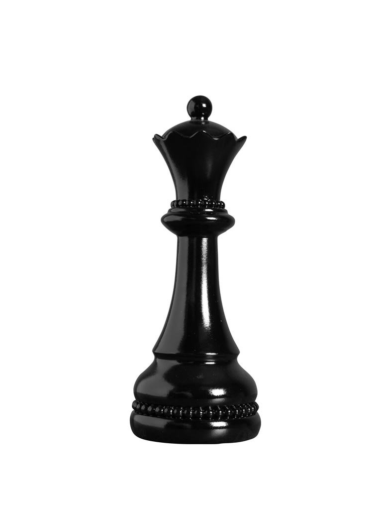 Large shiny black chess queen - 27 cm