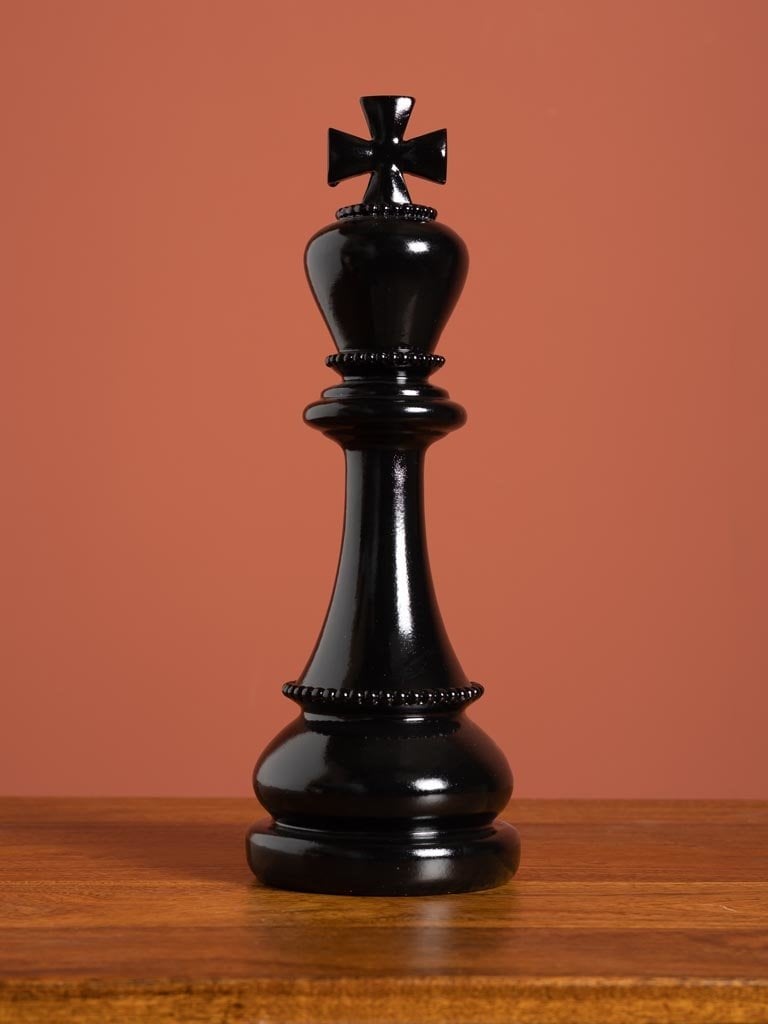 Large shiny black chess king - 30 cm