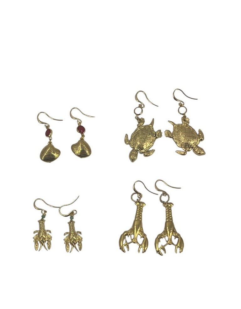 Petra Reijrink Pair of earrings - gold plated sea creatures - 4 variations