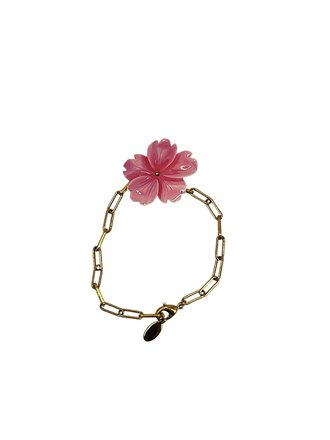 Petra Reijrink Bracelet - Gold plated chain with pink flower from shell Petra Reijrink Bracelet - Gold plated chain with pink flower from shell