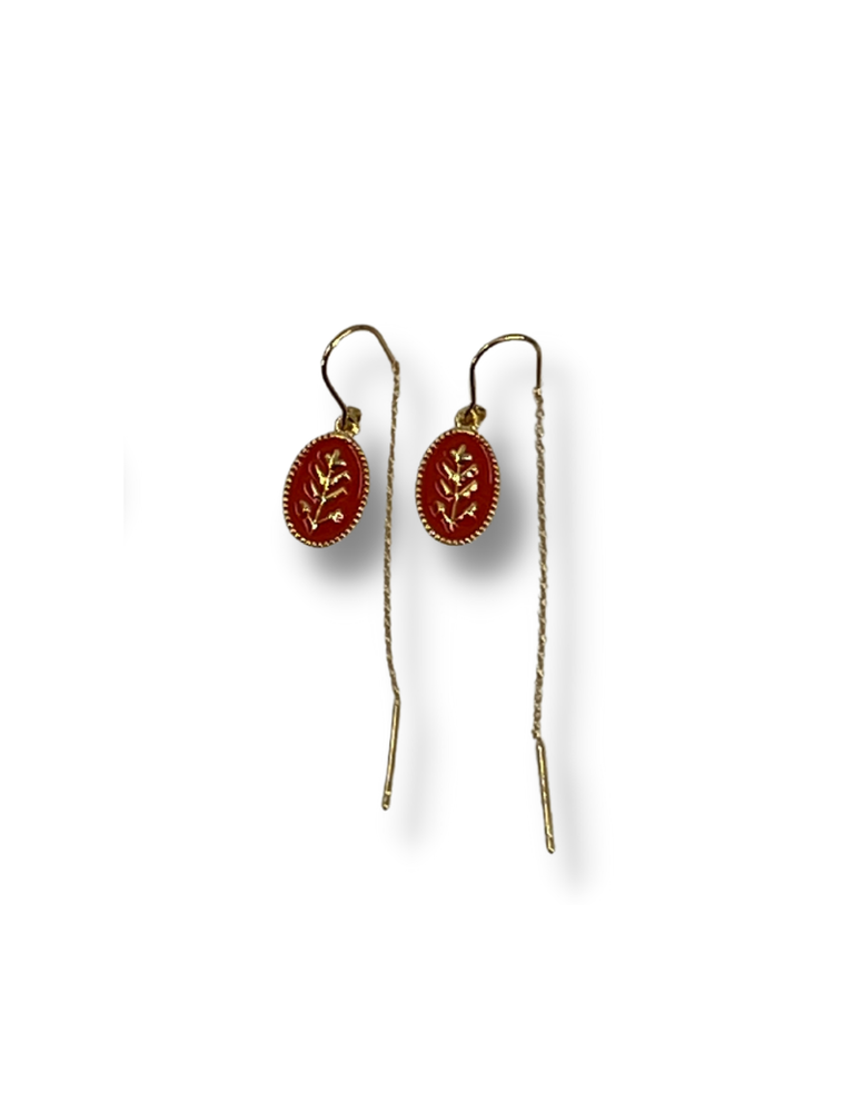 Petra Reijrink Pair of earrings - enamel and chain hook - 4 variations