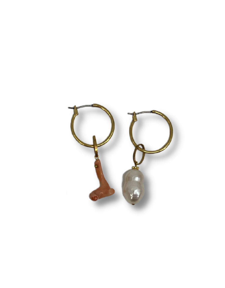 Petra Reijrink Asymmetrical pair of sea themed earrings - 4 variations