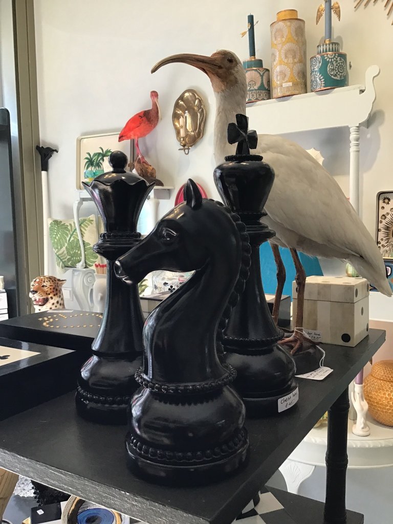 Large shiny black chess horse - 23 cm