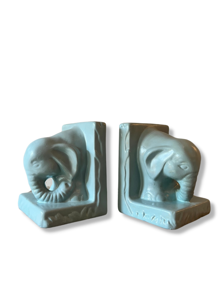 Vintage Light blue elephant bookends