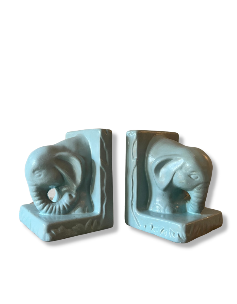 Light blue elephant bookends Curiosa