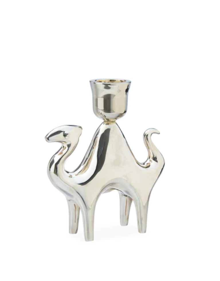 Jonathan Adler Silver plated candle holder camel