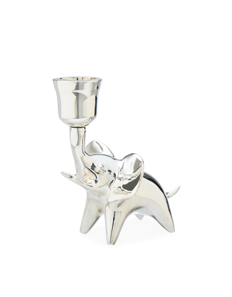 Jonathan Adler Silver plated elephant candle holder