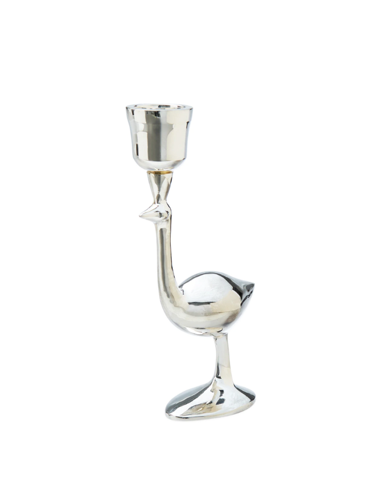Jonathan Adler Silver plated candle holder ostrich