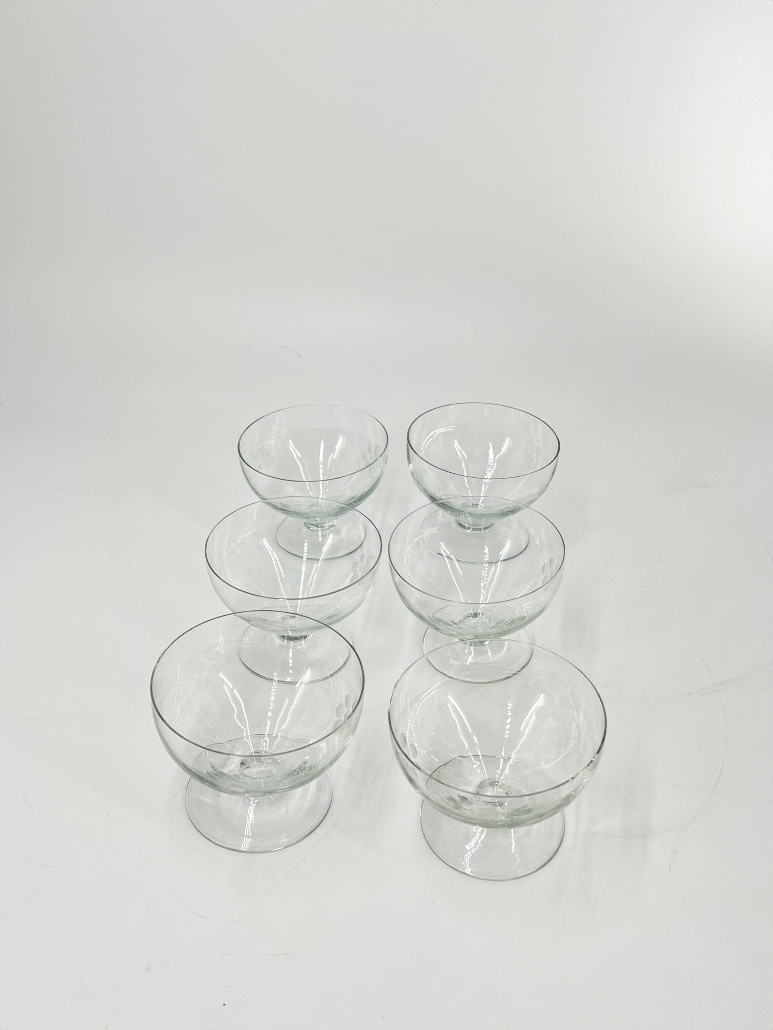 Set of 5 vintage crystal champagne glasses - Curiosa Cabinet