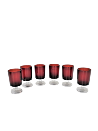 Vintage Set of six red digestive glasses Vintage Set of six red digestive glasses