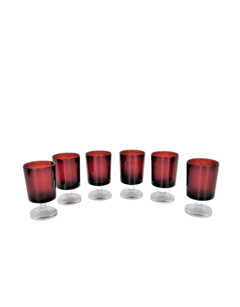 Vintage Vintage of six red digestive glasses