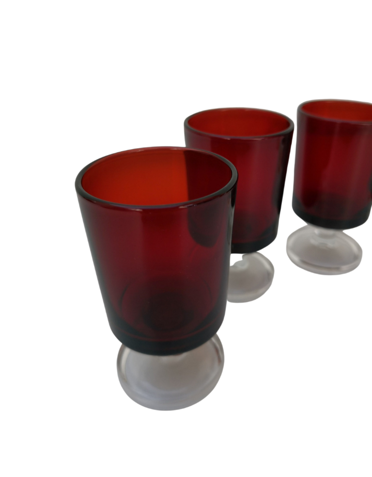 Vintage Vintage of six red digestive glasses