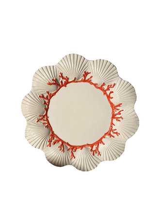 Les Ottomans Hangeschilderd koraal bord - 27 cm Les Ottomans Hangeschilderd koraal bord - 27 cm
