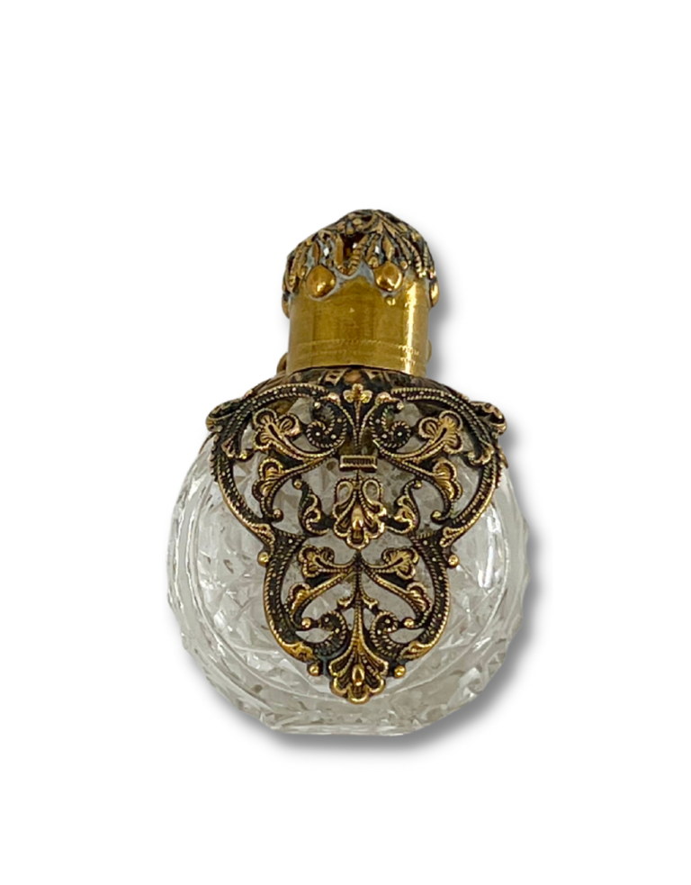 Vintage Vintage parfum flesje met messing decoratie