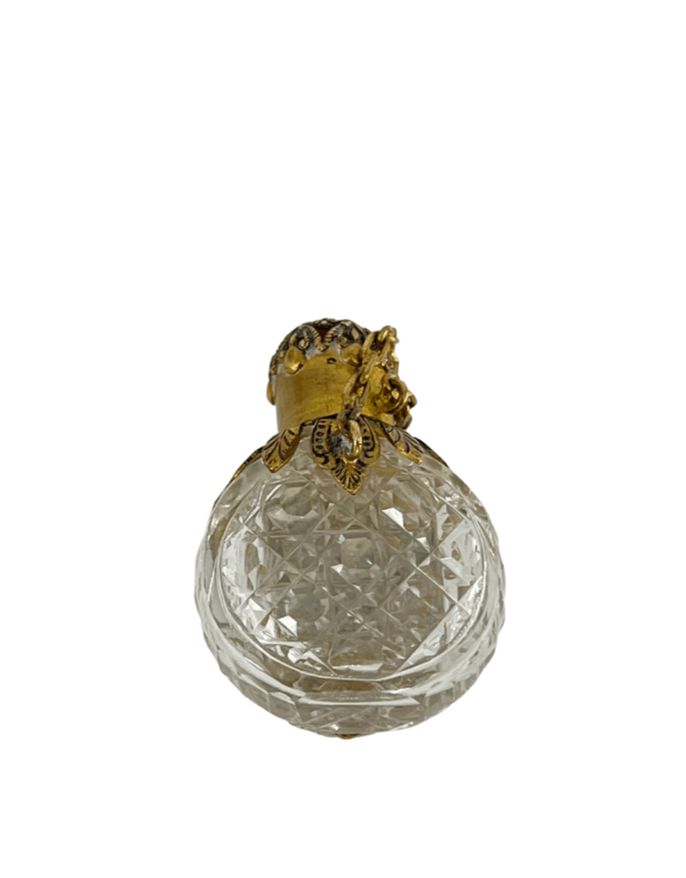 Vintage Vintage parfum flesje met messing decoratie