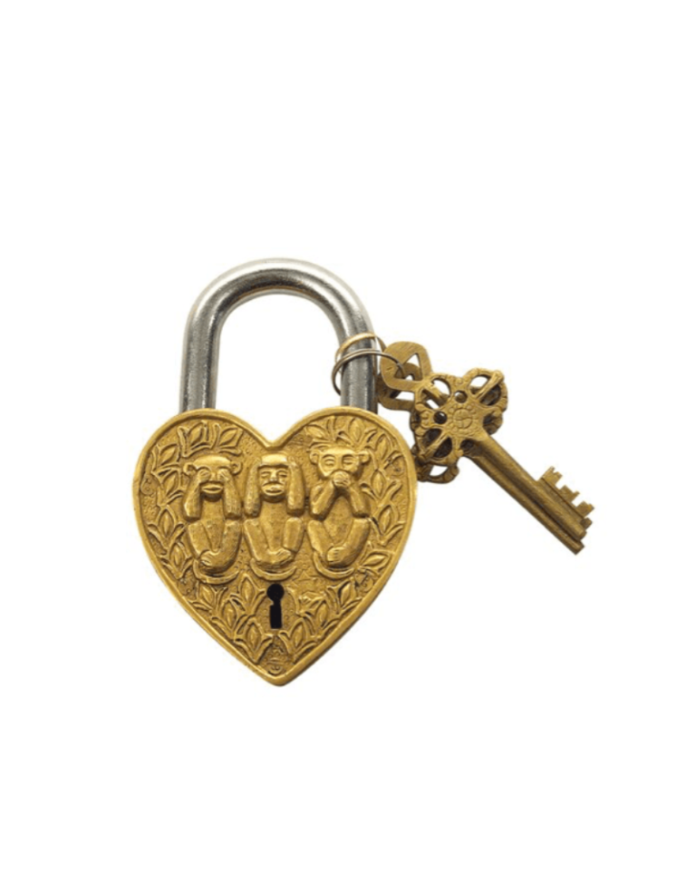 Boncoeurs Large padlock - Three monkeys - Deaf, blind, mute