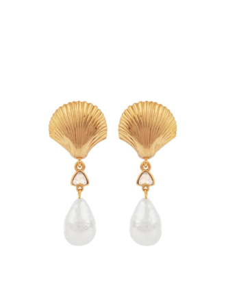 Vintage Oscar de la Renta shell and pearl earrings Vintage Oscar de la Renta shell and pearl earrings