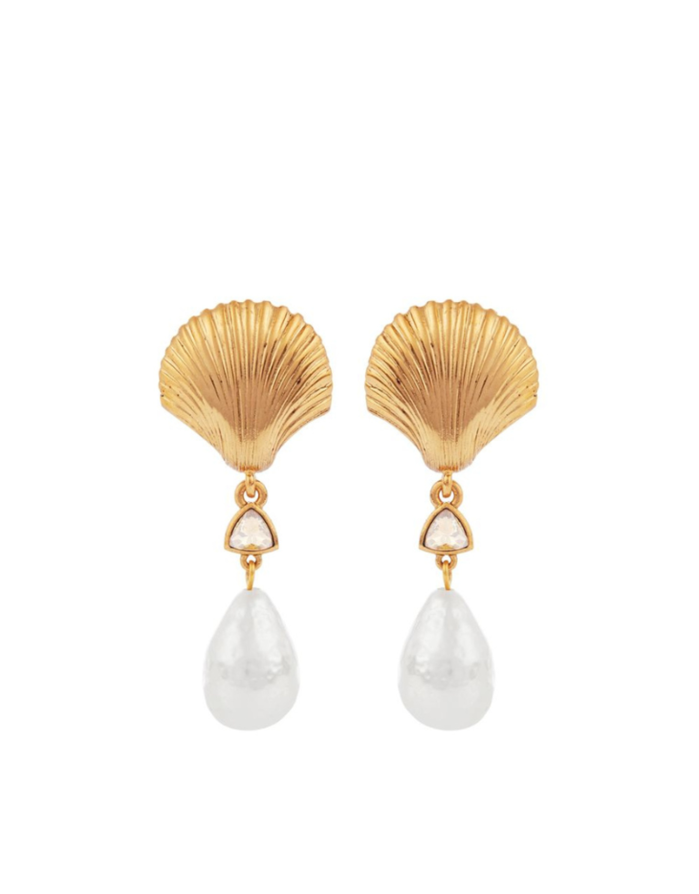 Vintage Oscar de la Renta shell and pearl earrings