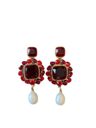 Aqua Gold Hooped Earrings Handmade in Italy  Vintage Style Jewellery   Ortica