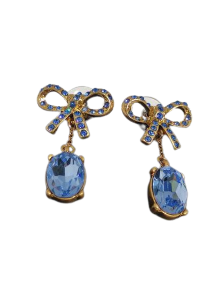 Vintage Oscar de La Renta earrings - Blue sparkle and bow