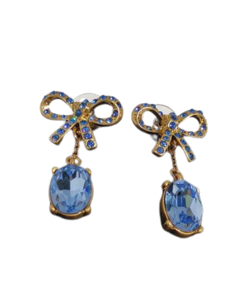 Vintage Oscar de La Renta oorbellen - Blauwe kristallen en strikken