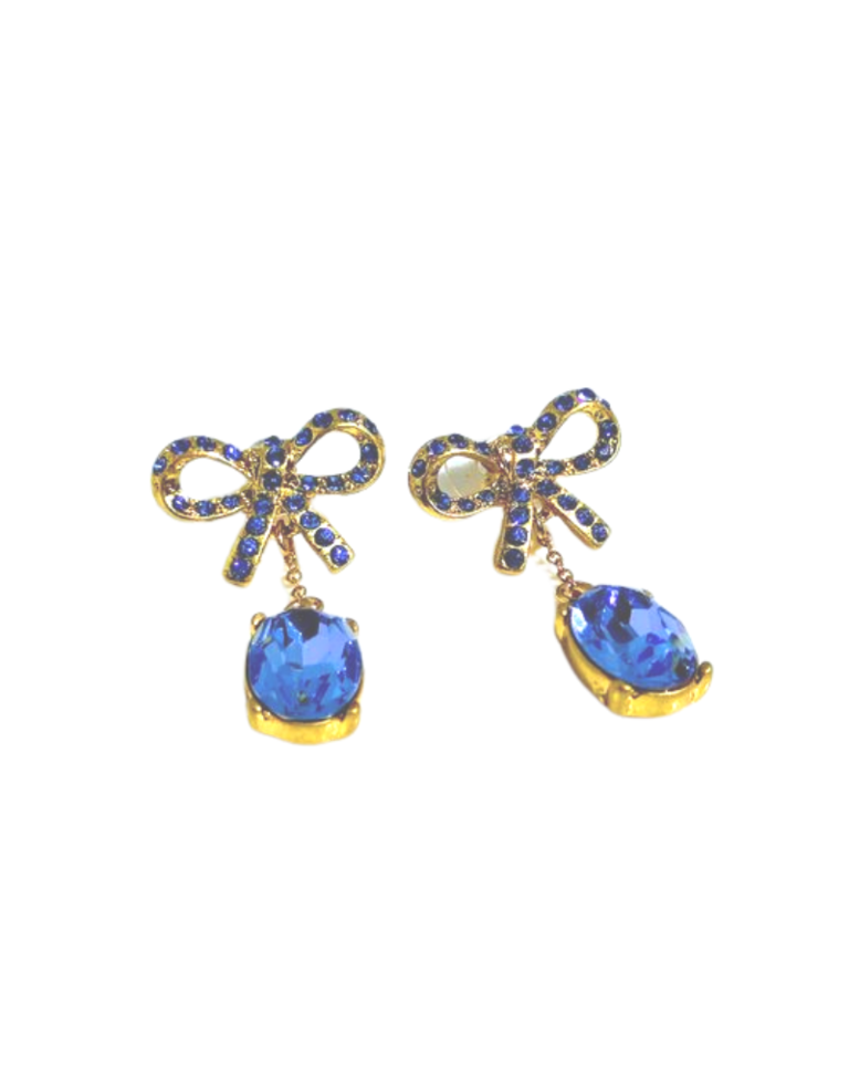 Vintage Oscar de La Renta earrings - Blue sparkle and bow