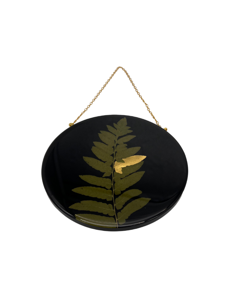 There better be flowers Fern with 24 kt gold leaf resin art