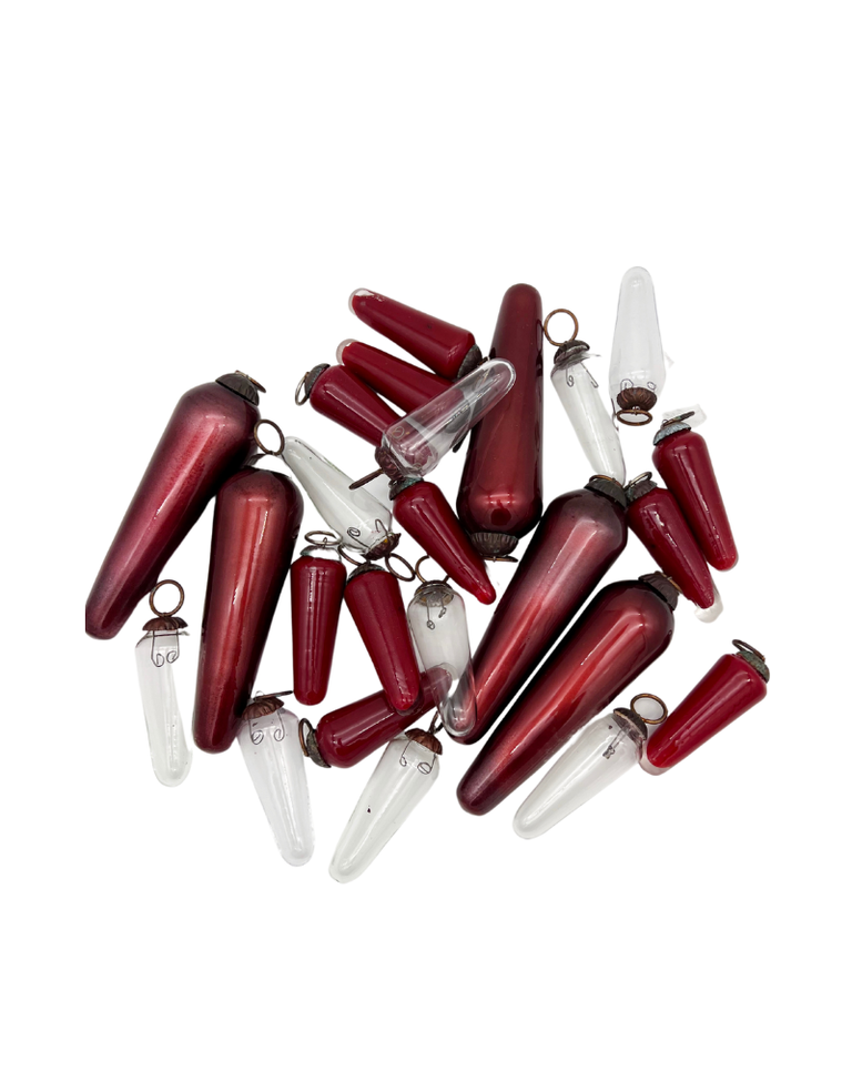 Vintage Rood glazen kerstpegel - L