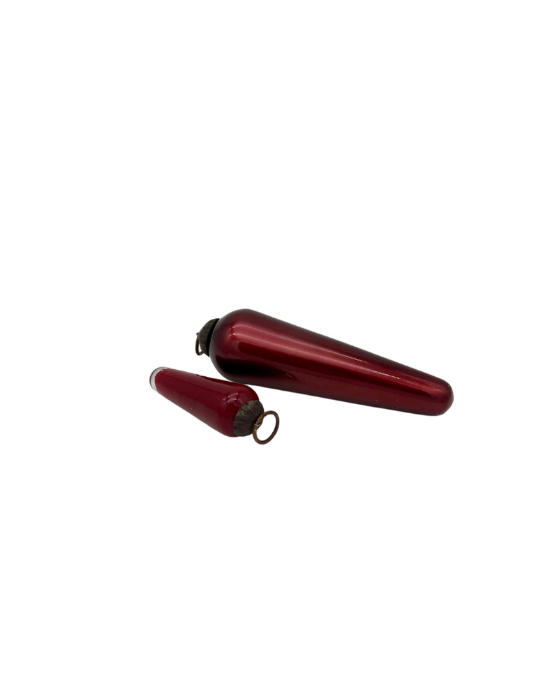 Vintage Rood glazen kerstpegel - S