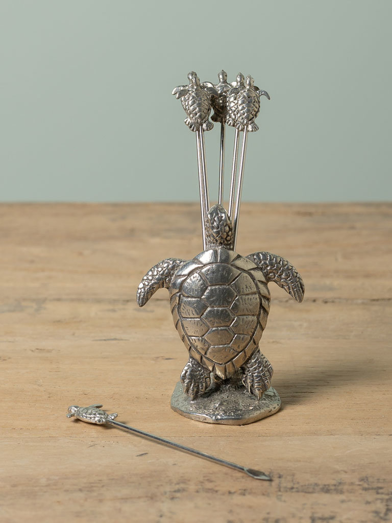 Cocktail pick holder set - turtle