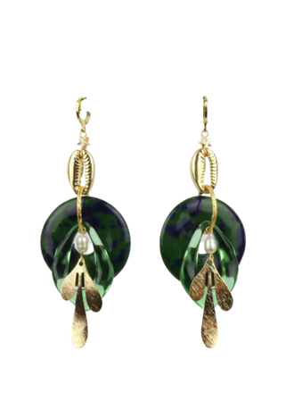 Midnight Foxes Studio Emerald green venus shell statement earrings Midnight Foxes Studio Emerald green venus shell statement earrings