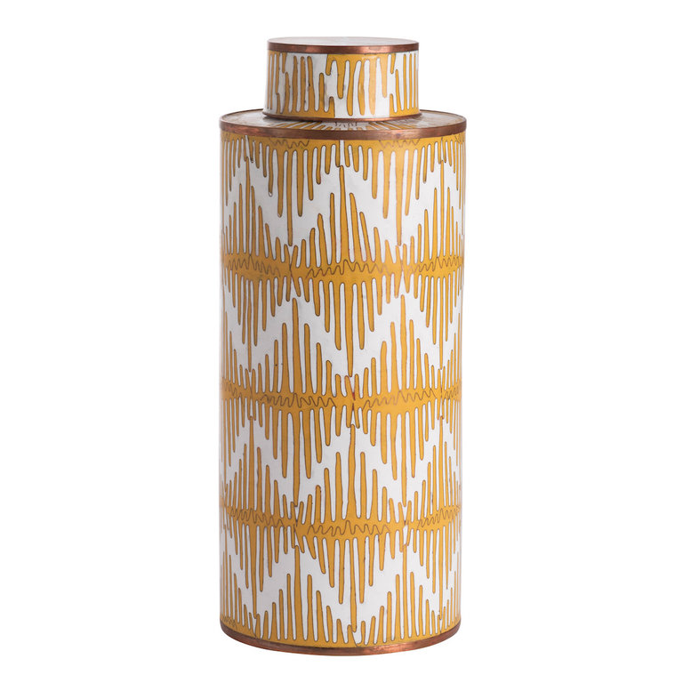 XUEYING QI Cloisonné tall tea jar - Serene yellow