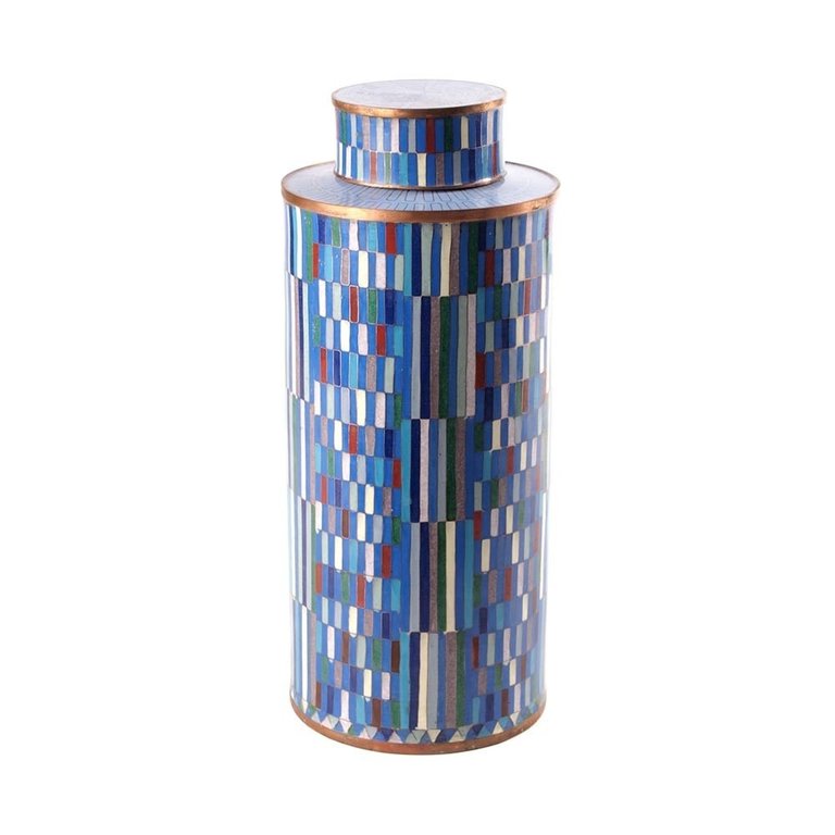 Fabienne Jouvin Cloisonné enameled tea box, rectangular blue, tall