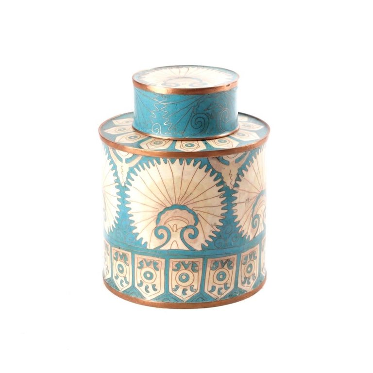 Fabienne Jouvin Fabienne Jouvin Cloisonné enamel tea box, Turkmen turquoise