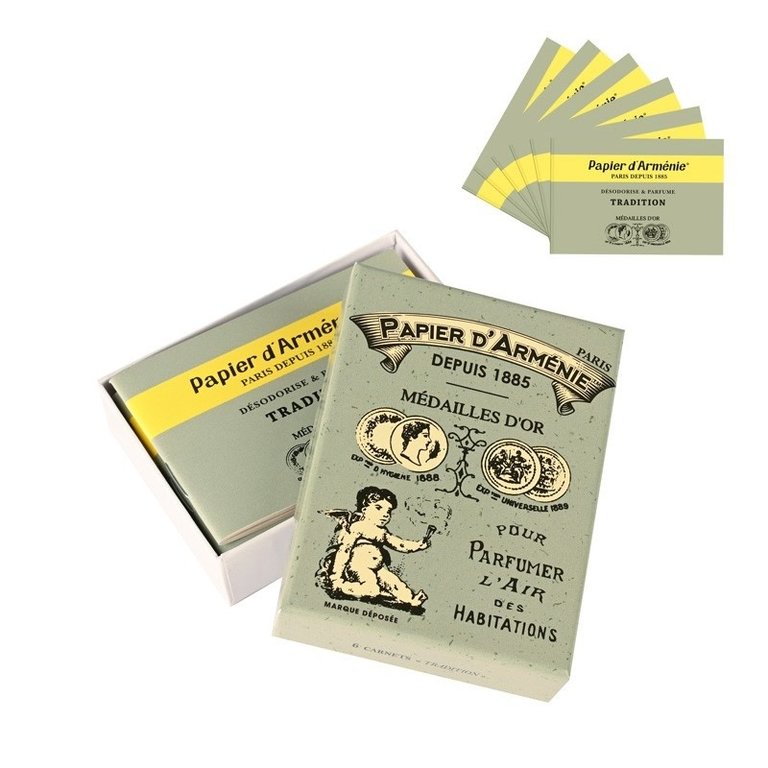 Papier d'Armenie Incense paper vintage box, pack of 6 booklets - Tradition