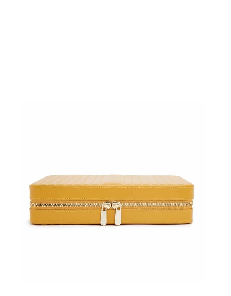 WOLF Leather travel jewelry zip case - Maria- large - Dark yellow