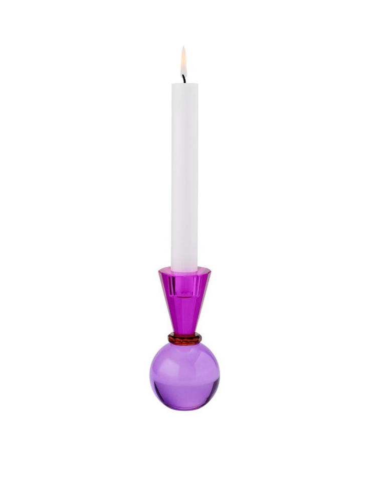 Giftcompany Kristallen kaarsenhouder paars en fuchsia