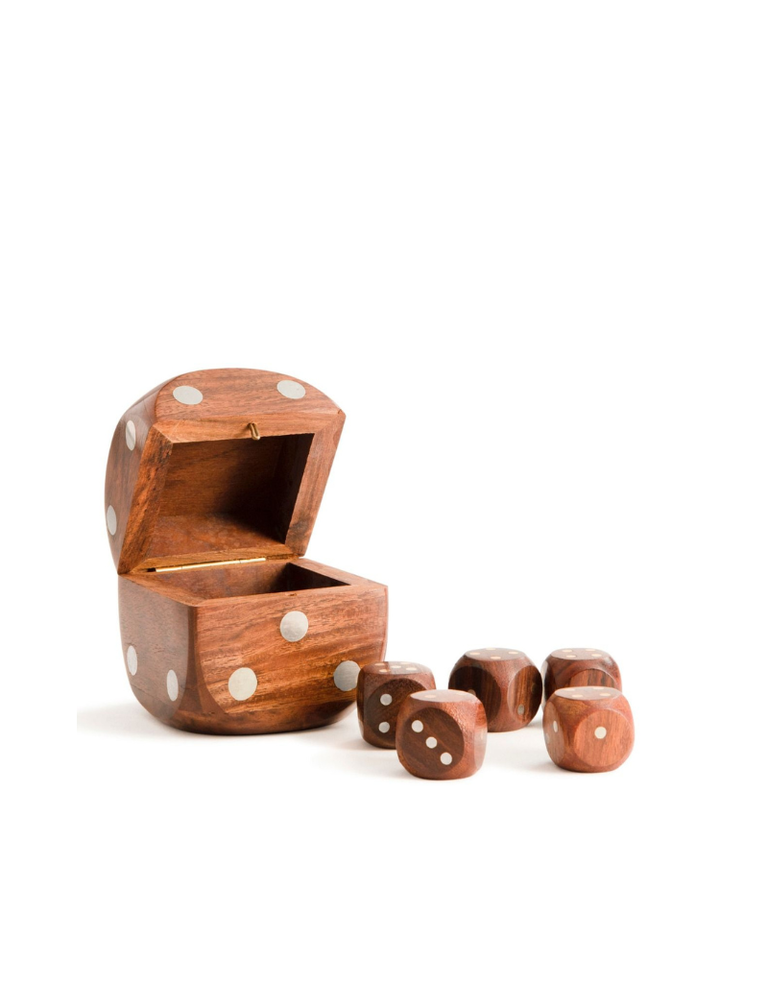 Authentic Models Wooden dice box - incl  5 dice - 3 varations