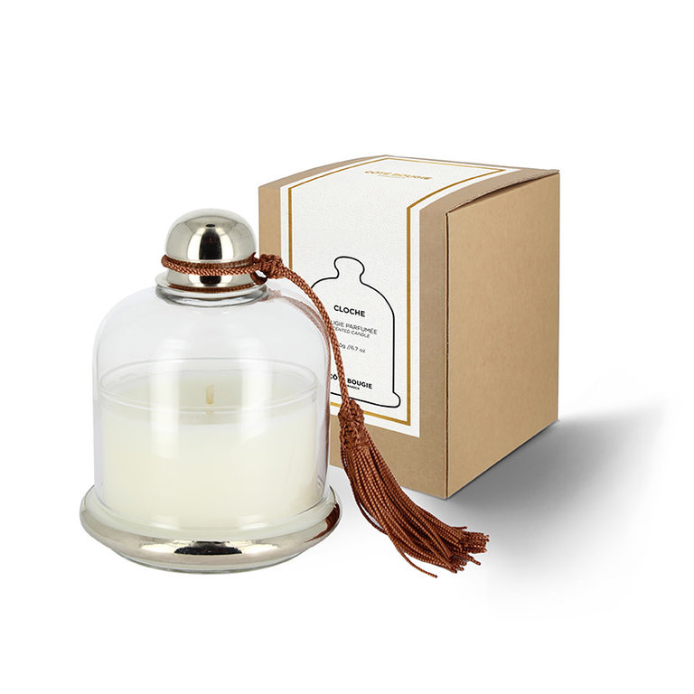 Côté Bougie Scented candle under bell jar with terracotta color tassel-Dates