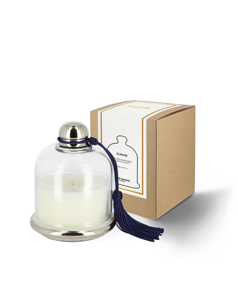 Côté Bougie Scented candle in bell jar with black tassel - Amber