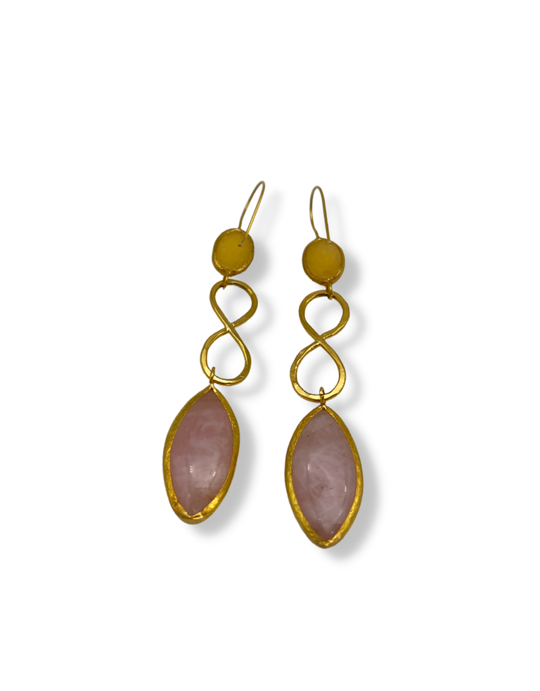 m'Anais Sofia Earrings -  Pink quartz earrings with tangle design