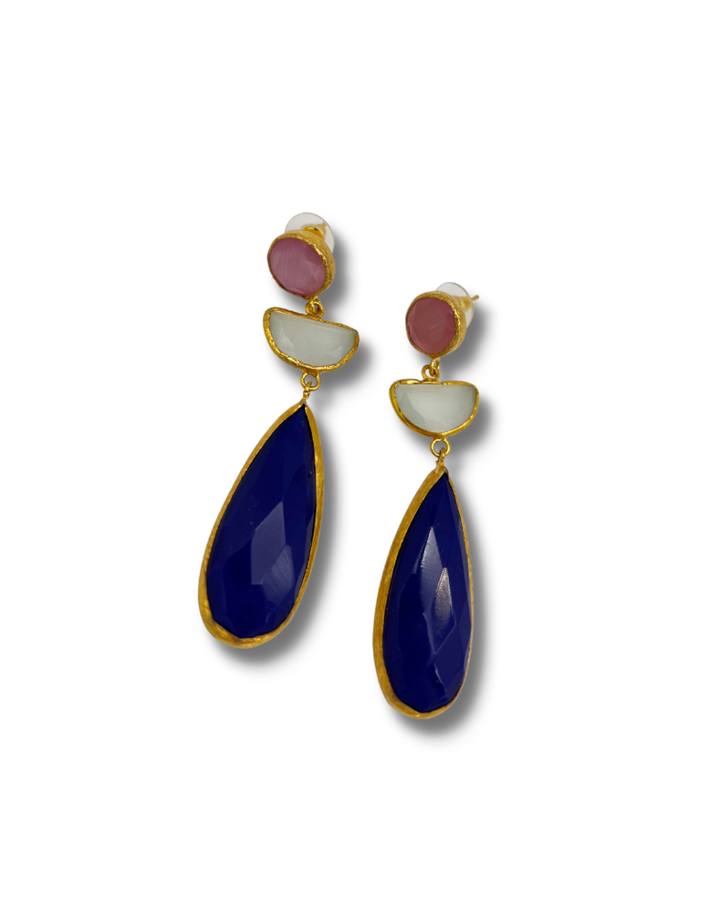 m'Anais Clara earrings - Triple long drop gemstone earrings