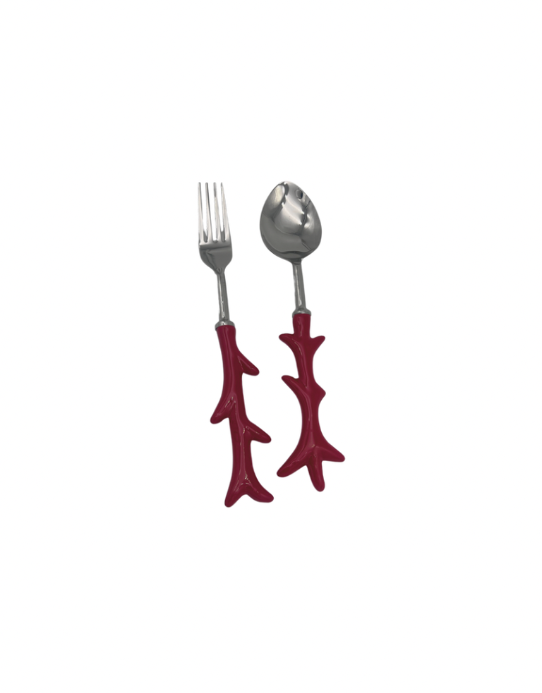 Les Ottomans Coral salade cutlery - Ceramic handles-Les Ottomans