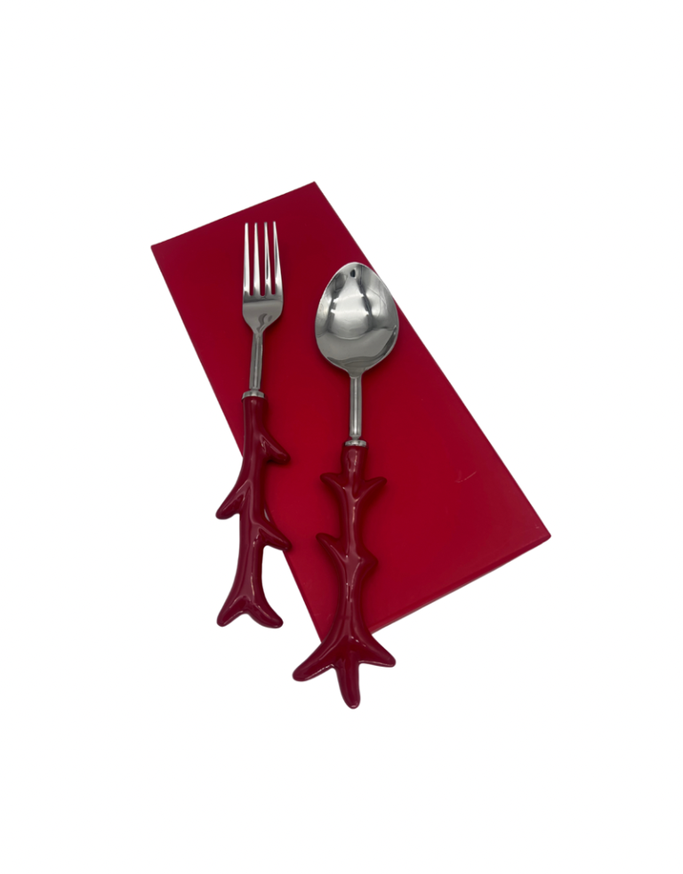Les Ottomans Coral salade cutlery - Ceramic handles-Les Ottomans