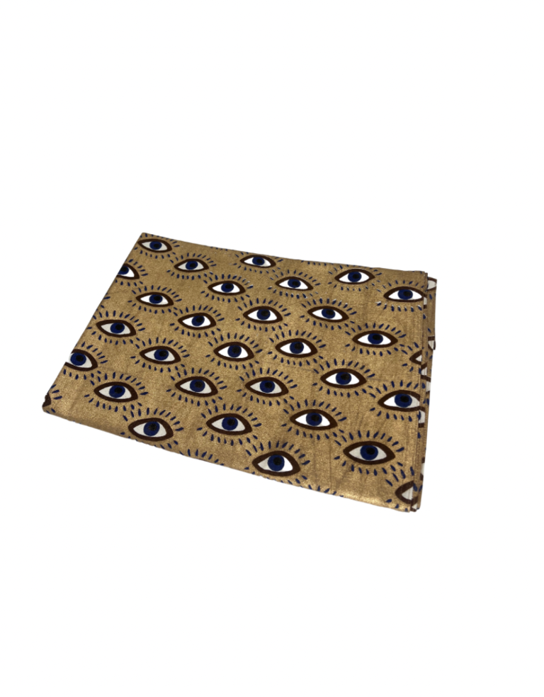 Les Ottomans Les Ottomans Katoenen tafelkleed Glimmend goud met ogen- 250x150cm