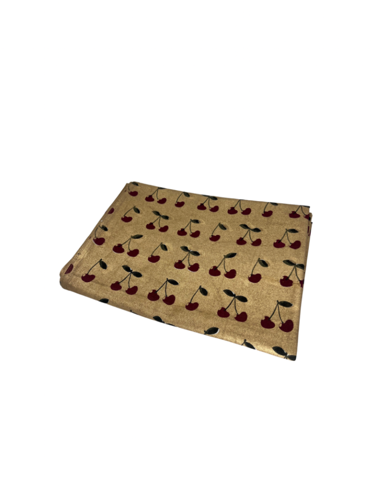 Les Ottomans Les Ottomans Cotton table cloth Shiny Gold with cherries- 250x150cm