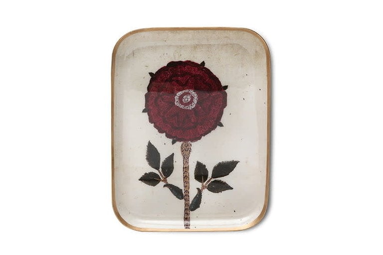 Boncoeurs Enameled peony tray