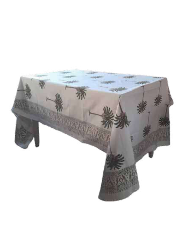 Les Ottomans Les Ottomans Cotton table cloth - Green palm trees- 250x150cm