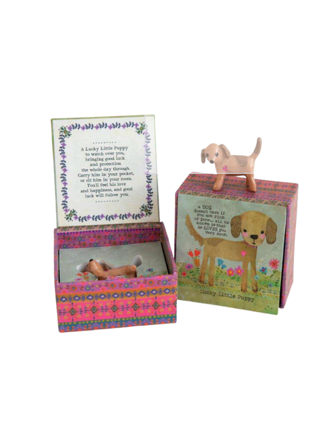 Natural Life Little Puppy Charm in Gift Box