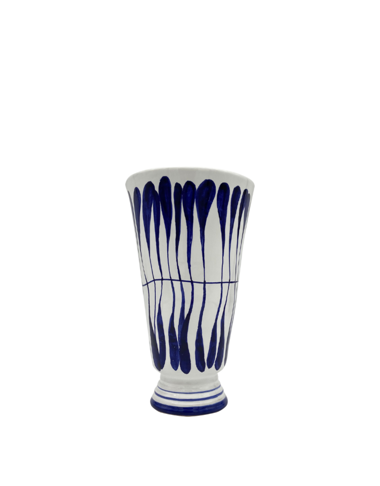 Les Ottomans Les Ottomans White and Blue ceramic vase- small